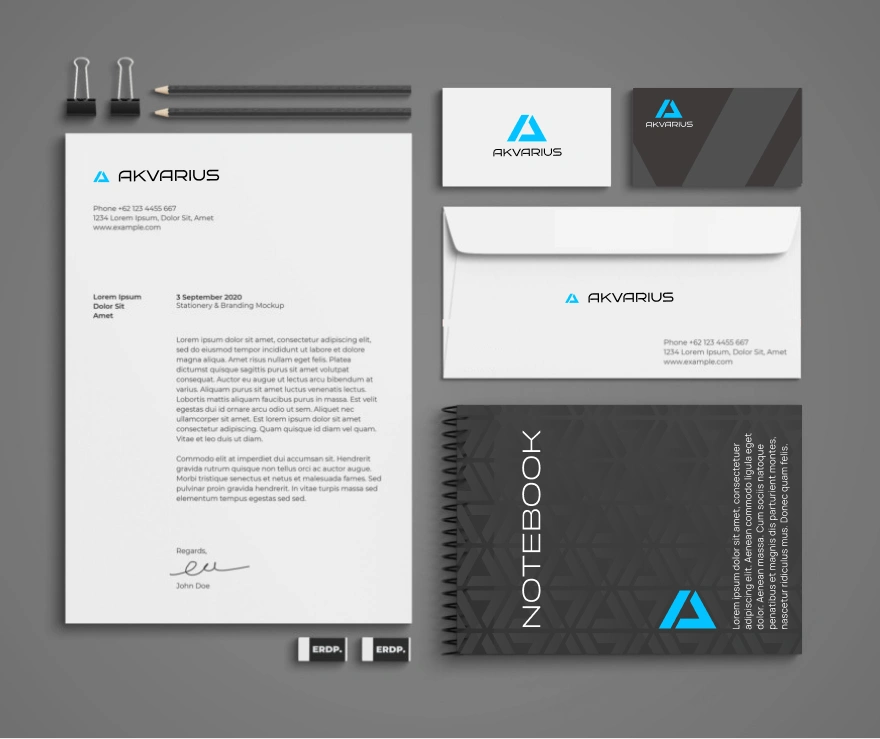 Разработали дизайн офисного набора для компании Аквариус