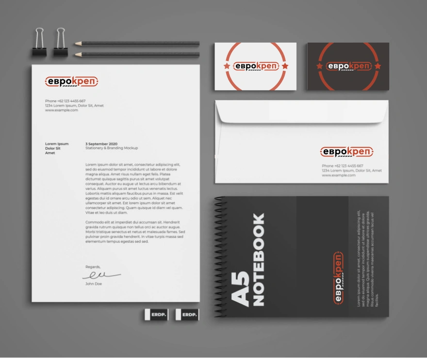 Разработали дизайн офисного набора для компании Еврокреп